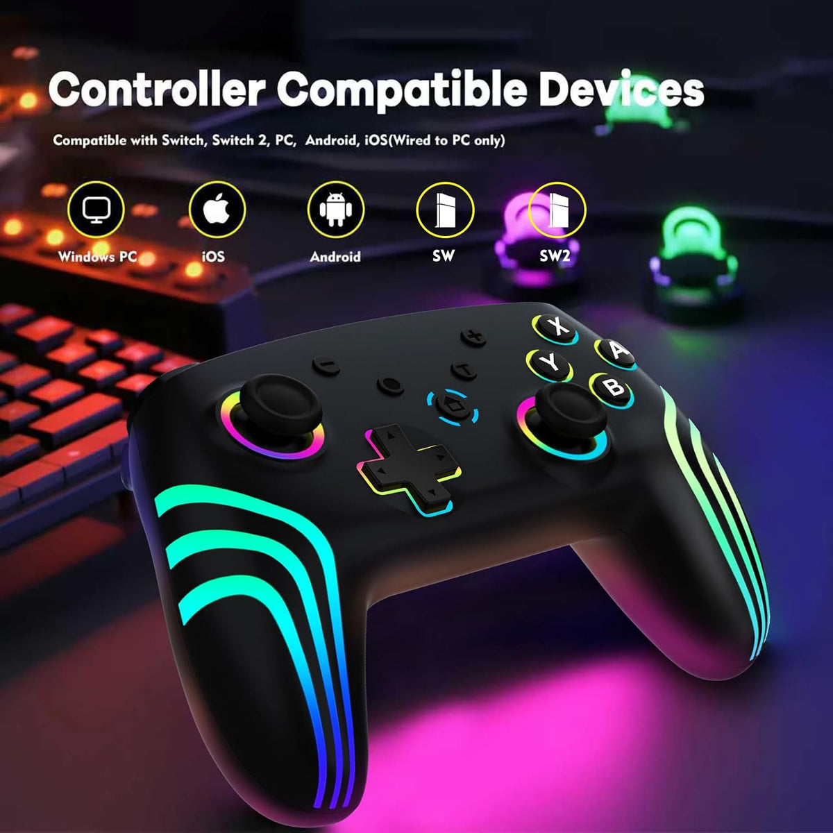 Wireless Pro Controller für Switch, Switch 2, Lite, OLED, PC
