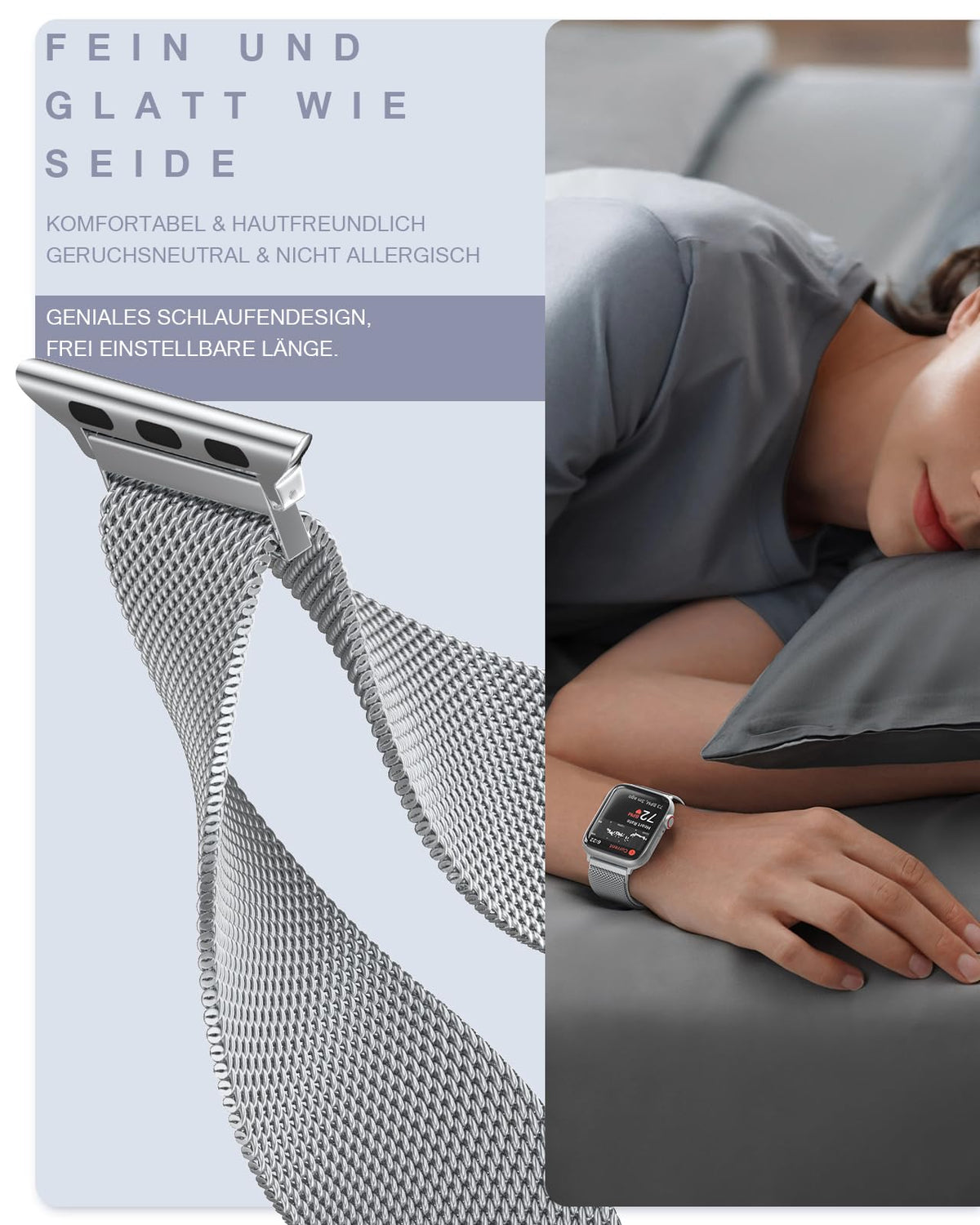 OULUOQI Edelstahl Milanaise Armband für Apple Watch 44mm 46mm 45mm 49mm