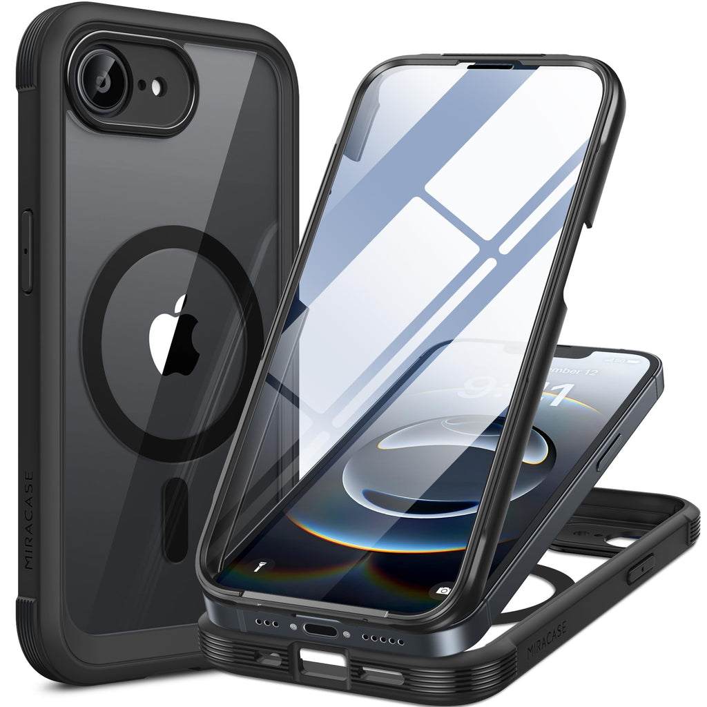 Miracase für iPhone 17 Hülle 6,3 Zoll,360 Grad Komplettschutz,Schwarz