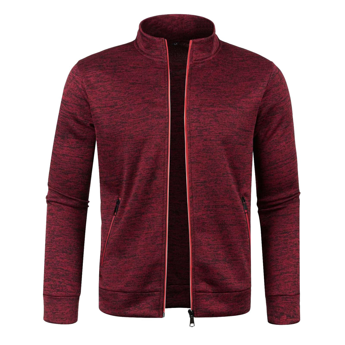 Generisch Sweatjacke Herren Ohne Kapuze Cardigan Mit Reißverschluss Langarm Janker Stehkragen Pullover Casual Warme Herbst/Winterjacke Klassischer Strickweste Trachtenjacke Freizeitjacke