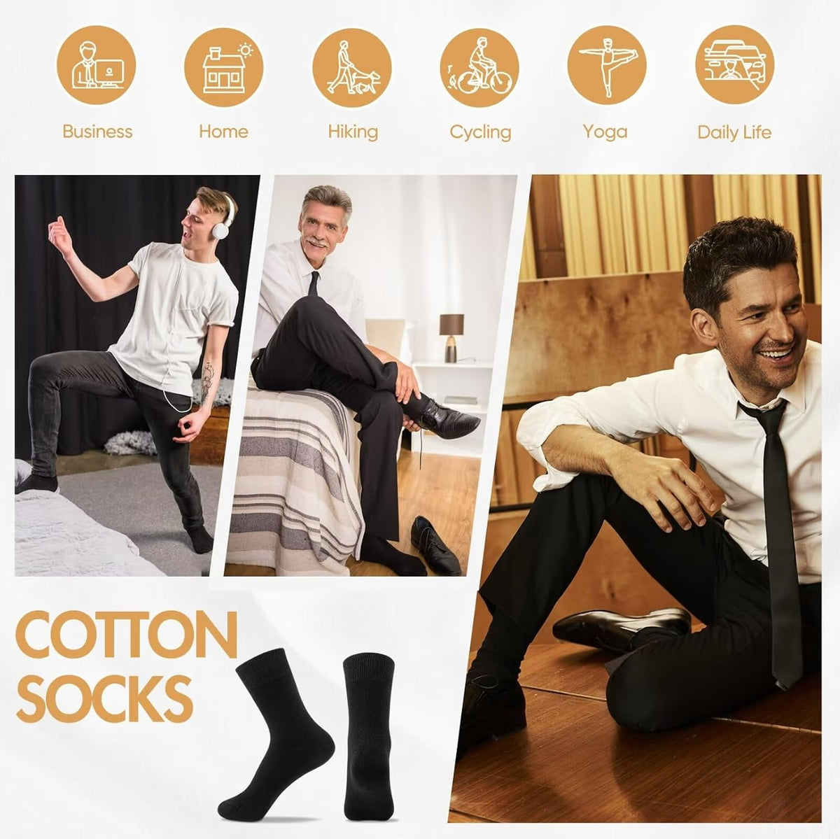NUOZA 12 Paar Socken Herren Damen Baumwolle Business Atmungsaktive Socks