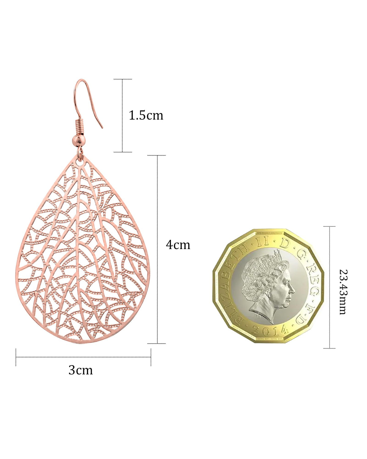 14K Gold vergoldet Blattgold Ohrringe für Frauen, Silber Ohrringe Hängend Damen mit Anhänger Tropfenform, Wassertropfen Schmuck für Geschenk