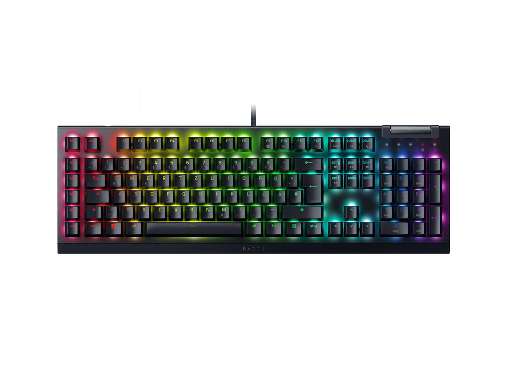 Razer BlackWidow V4 - Mechanische Gaming-Tastatur Chroma RGB (Mechanische Yellow Switches, 6 eigene Makro-Tasten, Doubleshot-ABS-Tastenkappen) QWERTZ DE-Layout | Schwarz