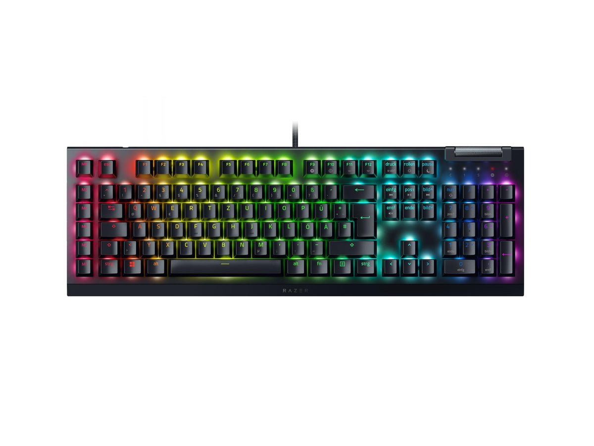 Razer BlackWidow V4 - Mechanische Gaming-Tastatur Chroma RGB (Mechanische Yellow Switches, 6 eigene Makro-Tasten, Doubleshot-ABS-Tastenkappen) QWERTZ DE-Layout | Schwarz