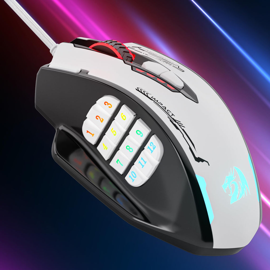 Redragon M908 Impact MMO Gaming Maus Kabelgebunden RGB 12400 DPI