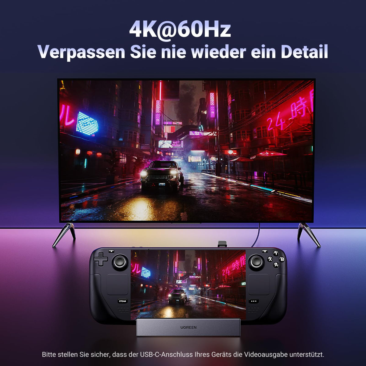 UGREEN Steam Deck Dock mit HDMI 4K@120Hz, Verstellbares Docking Station