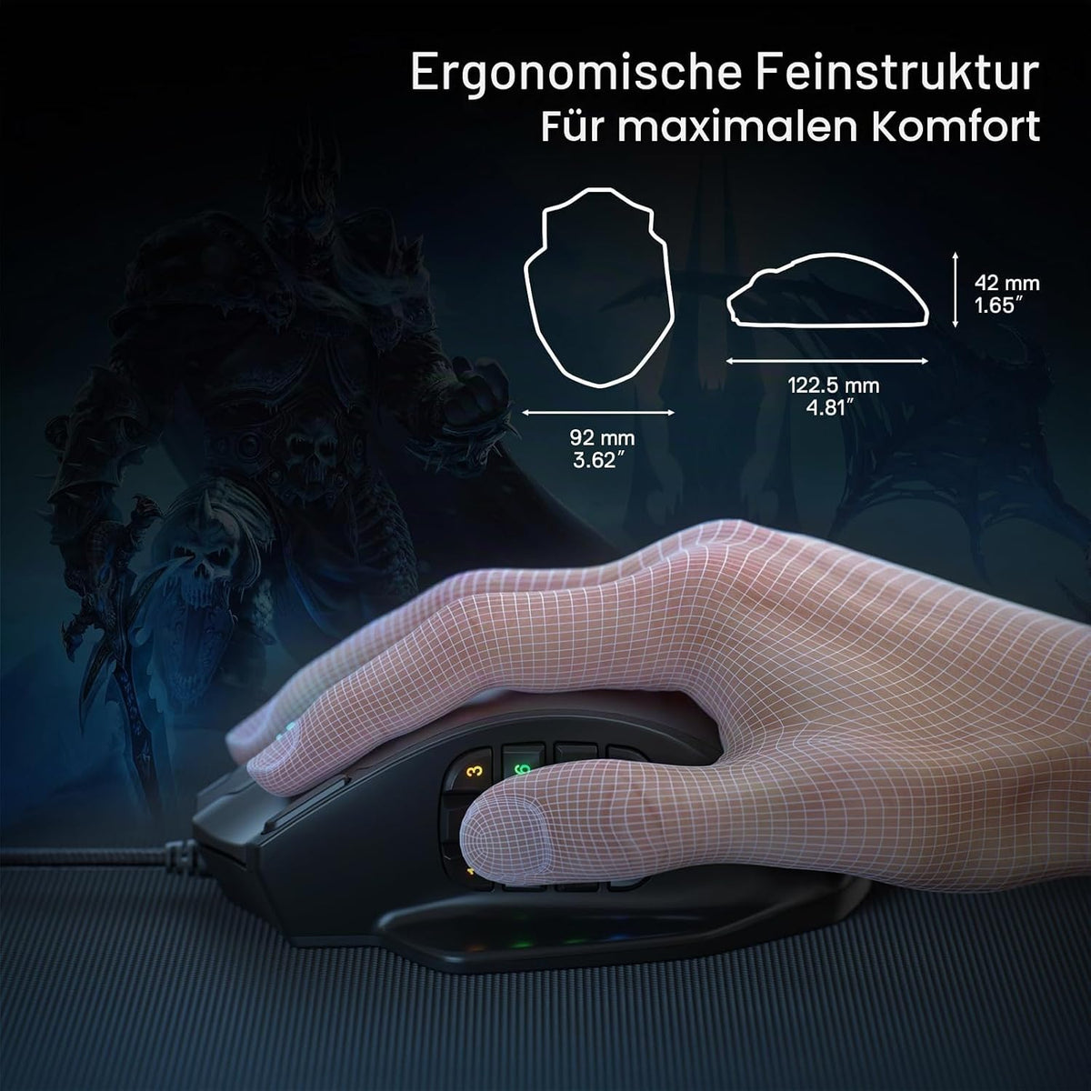 Redragon M908 Impact MMO Gaming Maus Kabelgebunden RGB 12400 DPI