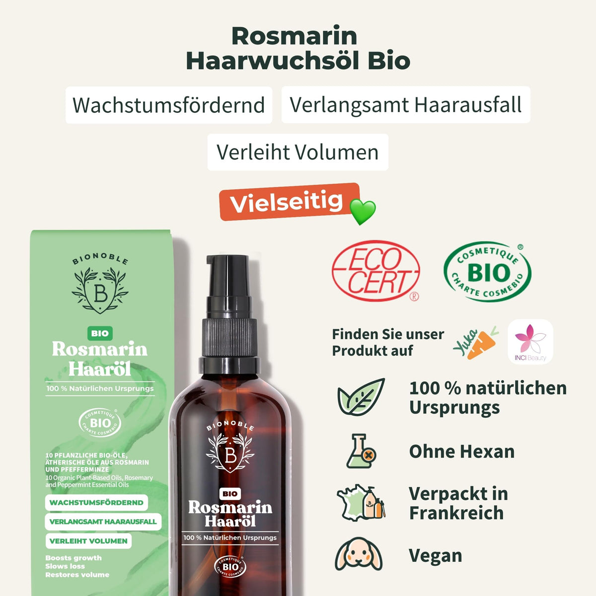BIONOBLE Arganöl Bio Kaltgepresst - Haare, Gesicht, Haut - Marokko - 50ml