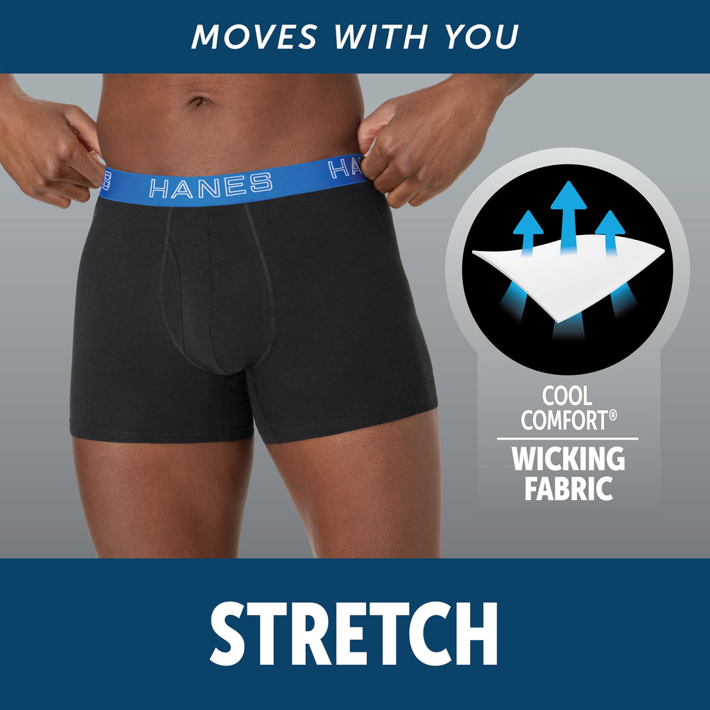 Hanes Men's Boxer Brief Underwear Pack, Stretch Cotton Boxer Briefs for Men, Moisture-wicking, 6-pack