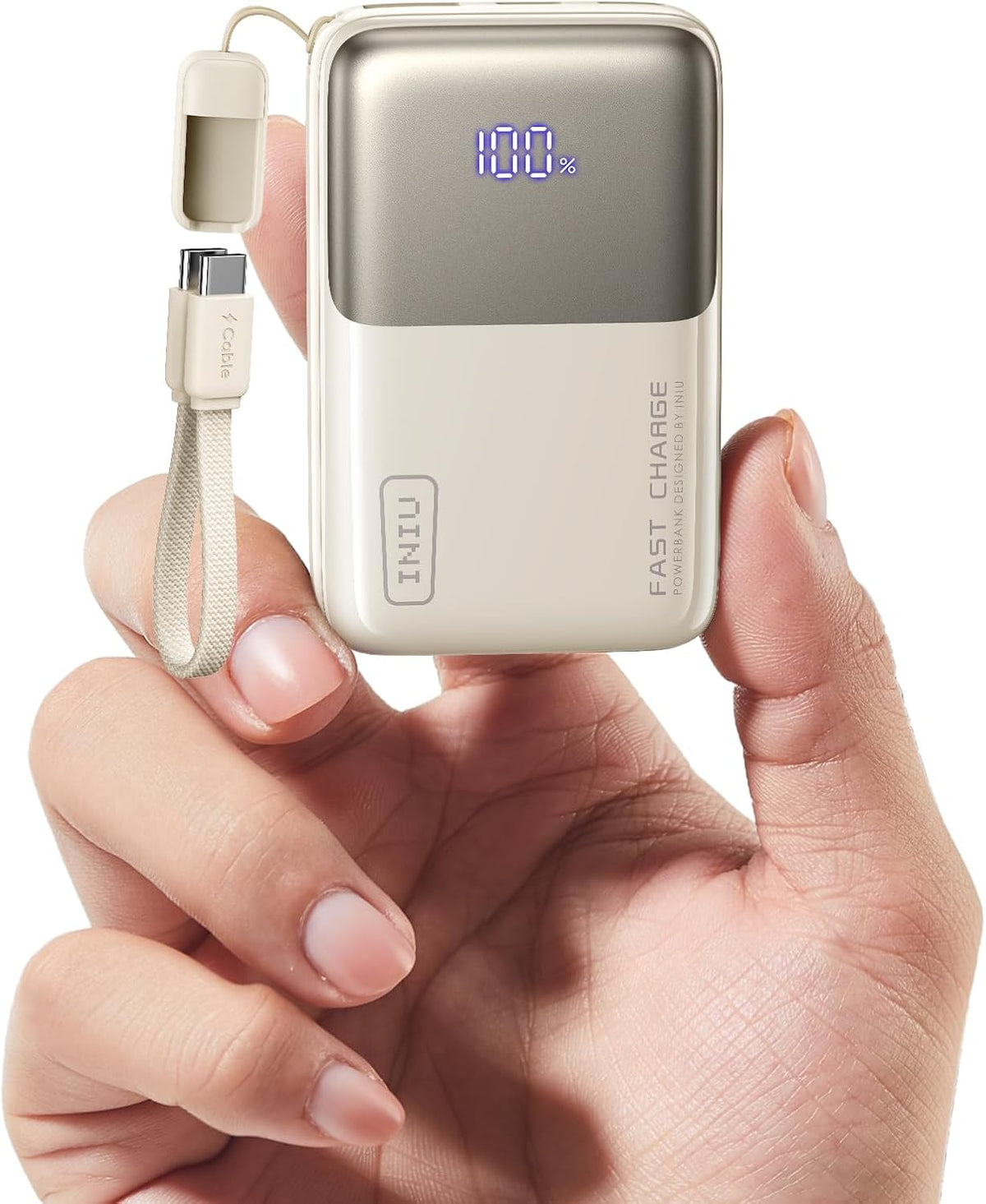 INIU Ultra Mini Powerbank, 10000mAh 45W Schnellladen mit USB C Kabel