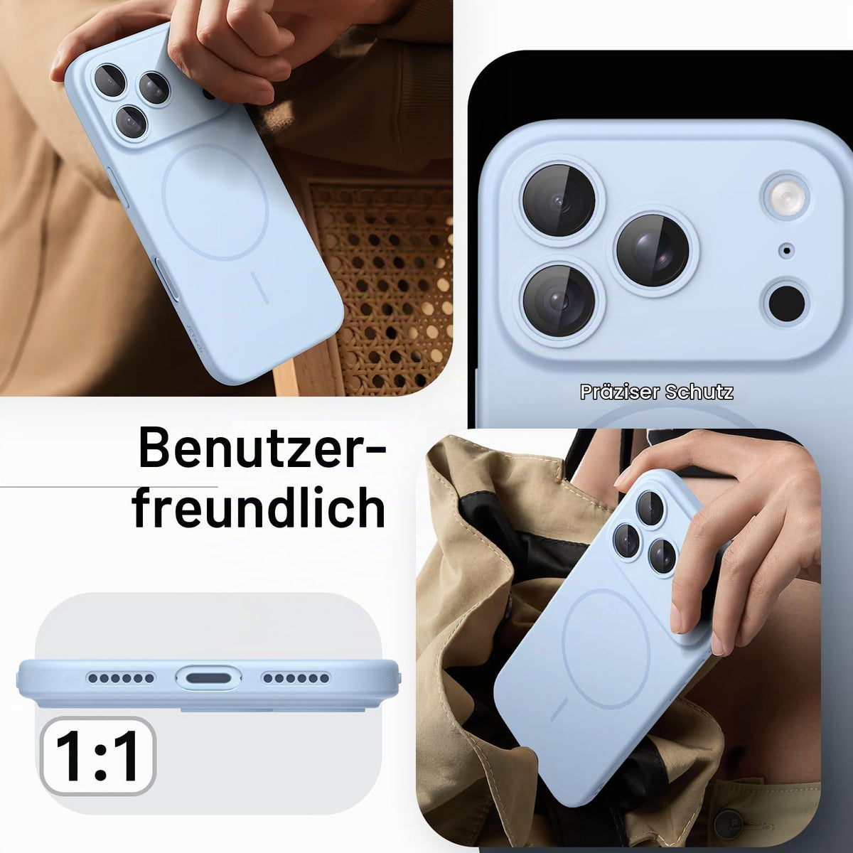 JETech Magnetische Dünne Hülle für iPhone 18 Pro, Schwarz