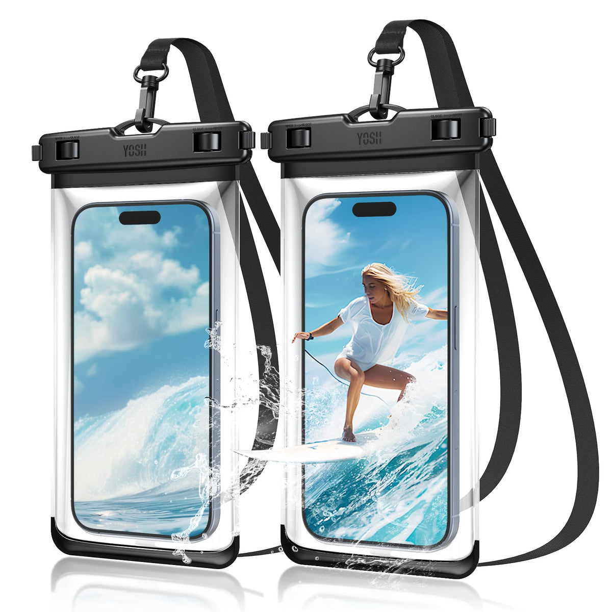 YOSH wasserdichte Handyhülle [Schwimmende & Nahtloser] 2 STK., bis zu 7,5"