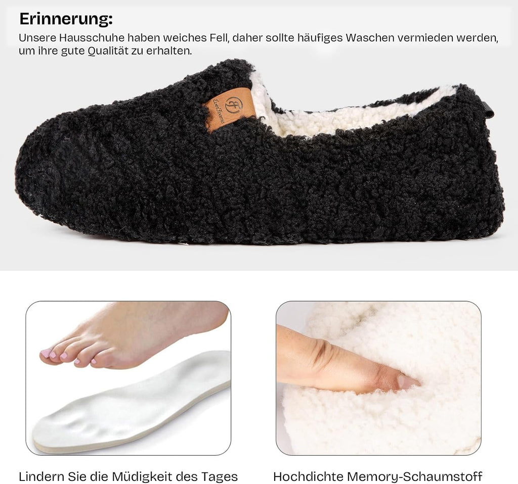 EverFoams Damen Warme Geschlossene Hausschuhe Kunstwolle Memory-Schaum
