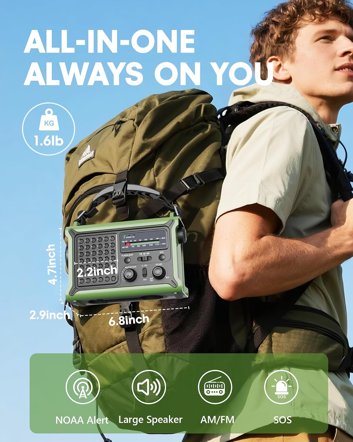 12000mAh Kurbelradio, DAB+/UKW, Notfallradio mit 8500mm² Solarpanel & 650mA Handkurbel-Dynamo, Solar Radio mit Bluetooth 5.0, Taschenlampe & Ladegerät, USB, SOS, Tragbares Radio für Camping & Notfälle