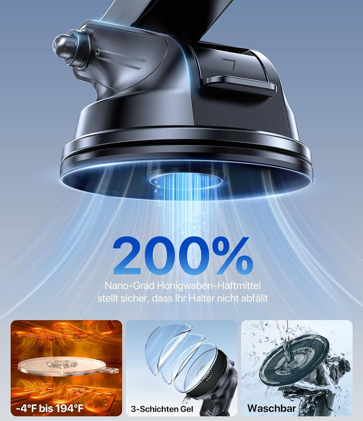 Miracase [2026 Upgraded Handyhalterung Auto Handy Halterung,Universal Car Phone Holder[Stärkste Saugnapf & Lüftungshaken] 360° Drehbar kfz autohalterung Lautsprecher für iPhone Samsung Galaxy Google