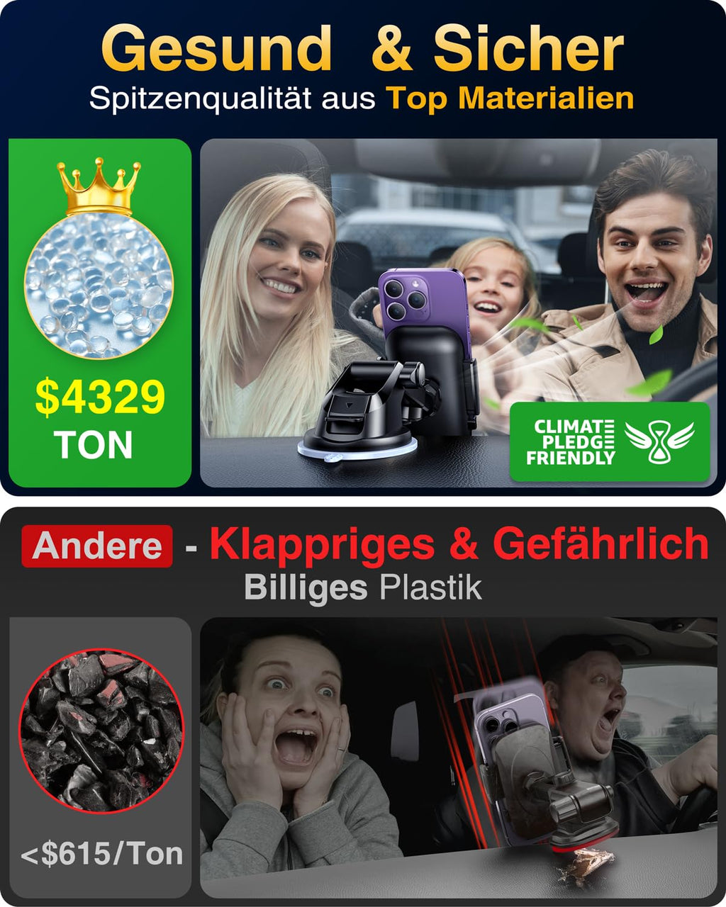 VANMASS 2026【Militär-Klasse】Handyhalterung Auto Upgrade【Stärkste Saugnapf & Lüftungshaken】4 in 1 Handy Halterung Auto 360° Drehbar Handyhalter Auto Armaturenbrett Scheibe Wand für iPhone Samsung usw