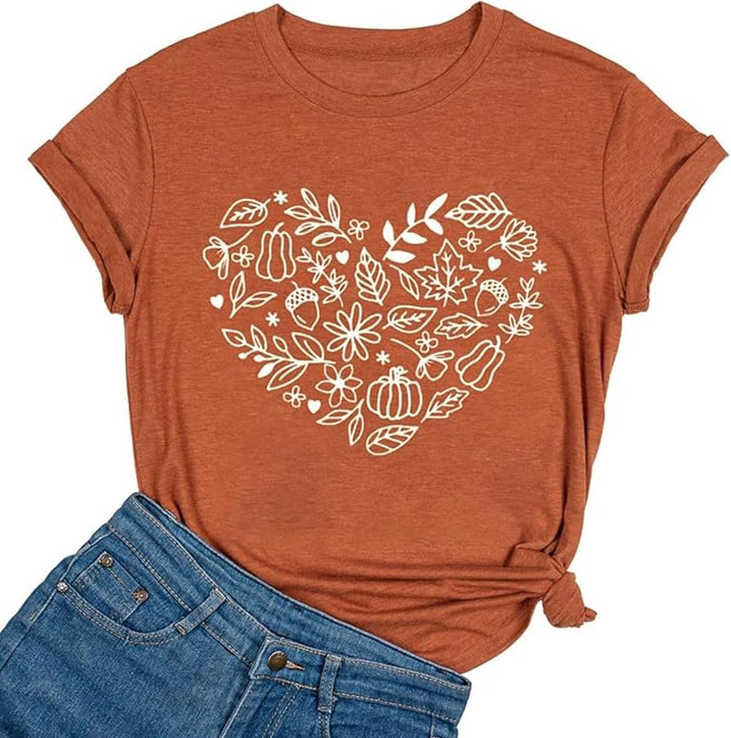 Halloween-Kürbis-Shirts für Damen, Herbst-T-Shirts, niedliche grafische Herbst-Shirts, Thanksgiving-Oberteile