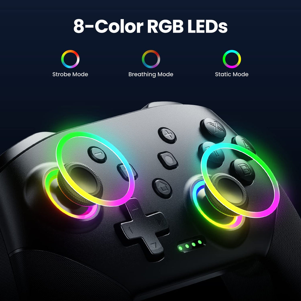 VOYEE Switch Controllers kompatibel mit Switch/Lite/OLED/Windows, Programmierbar RGB Blitz LED, Drahtloser Pro Controller mit Eine Schlüsselpaarung Vibration Aufwachen