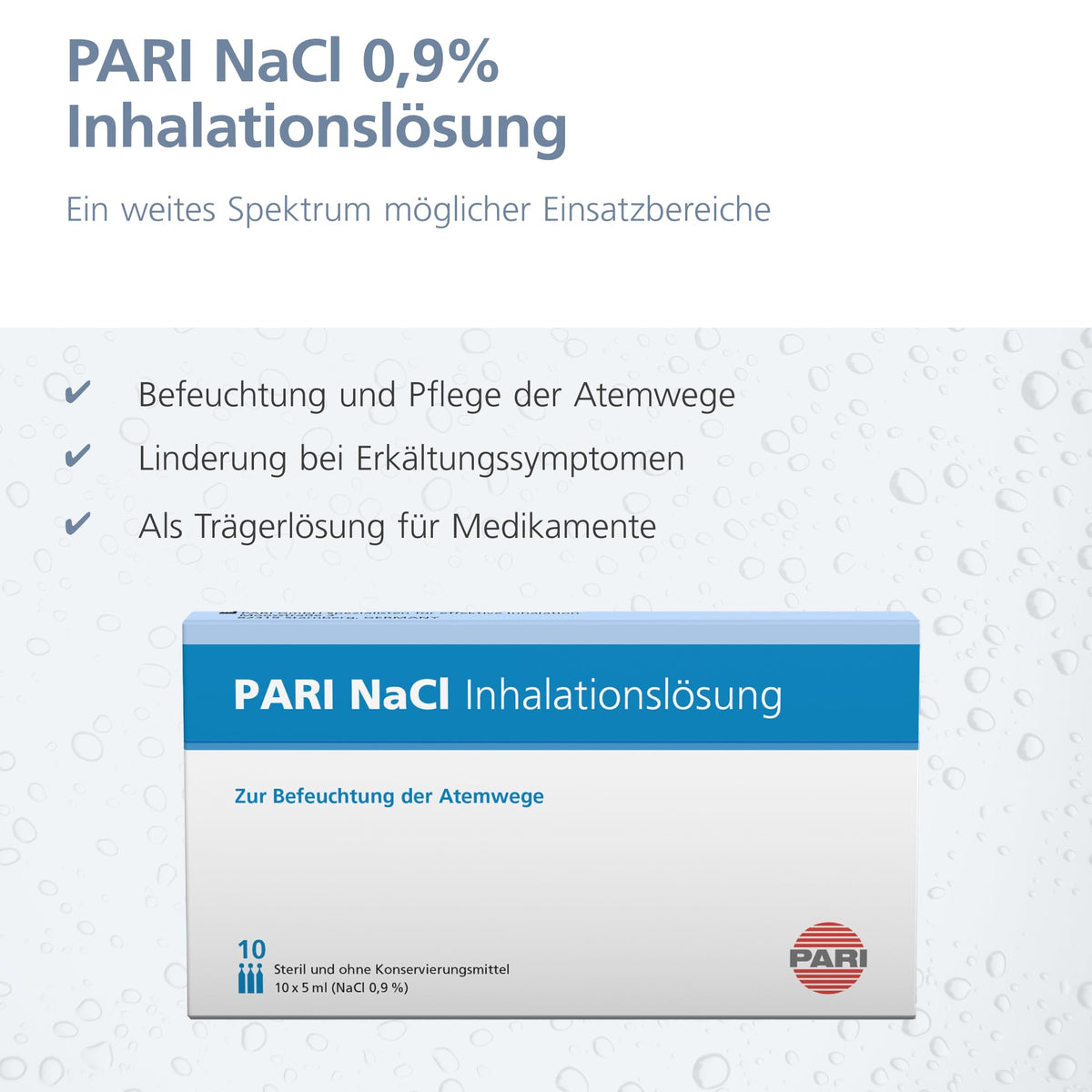 PARI NaCl 0,9% Inhalationslösung - isoton (0,9% Kochsalz),60 x 2,5 ml