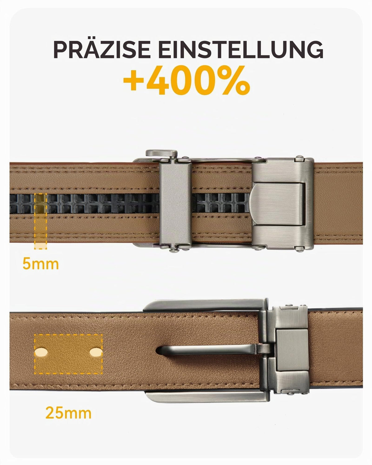 CHAOREN Gürtel Herren, Automatik Ledergürtel Herren 35mm ohne Löcher