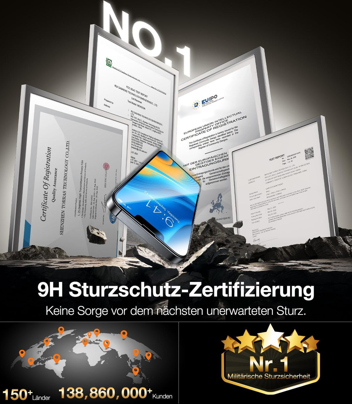 TORRAS für iPhone 18 Pro 9H+ Kratzfest Kameraschutz HD-Klares, Grau