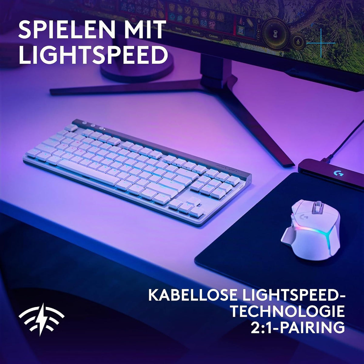 Logitech G G515 LIGHTSPEED TKL kabellose flache Gaming-Tastatur (Schwarz)