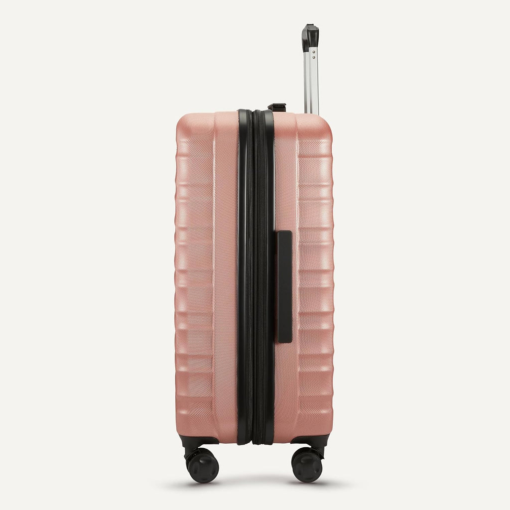 Amazon Basics 21" Hardside Carry-On Luggage with Spinner Wheels, Expandable for Up to 25% More Space, Scratch-Resistant Hard Shell, Telescoping Handle, Black