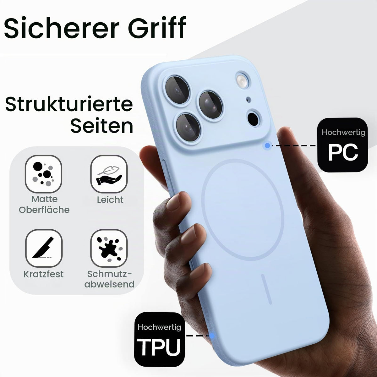 JETech Magnetische Dünne Hülle für iPhone 18 Pro, Schwarz
