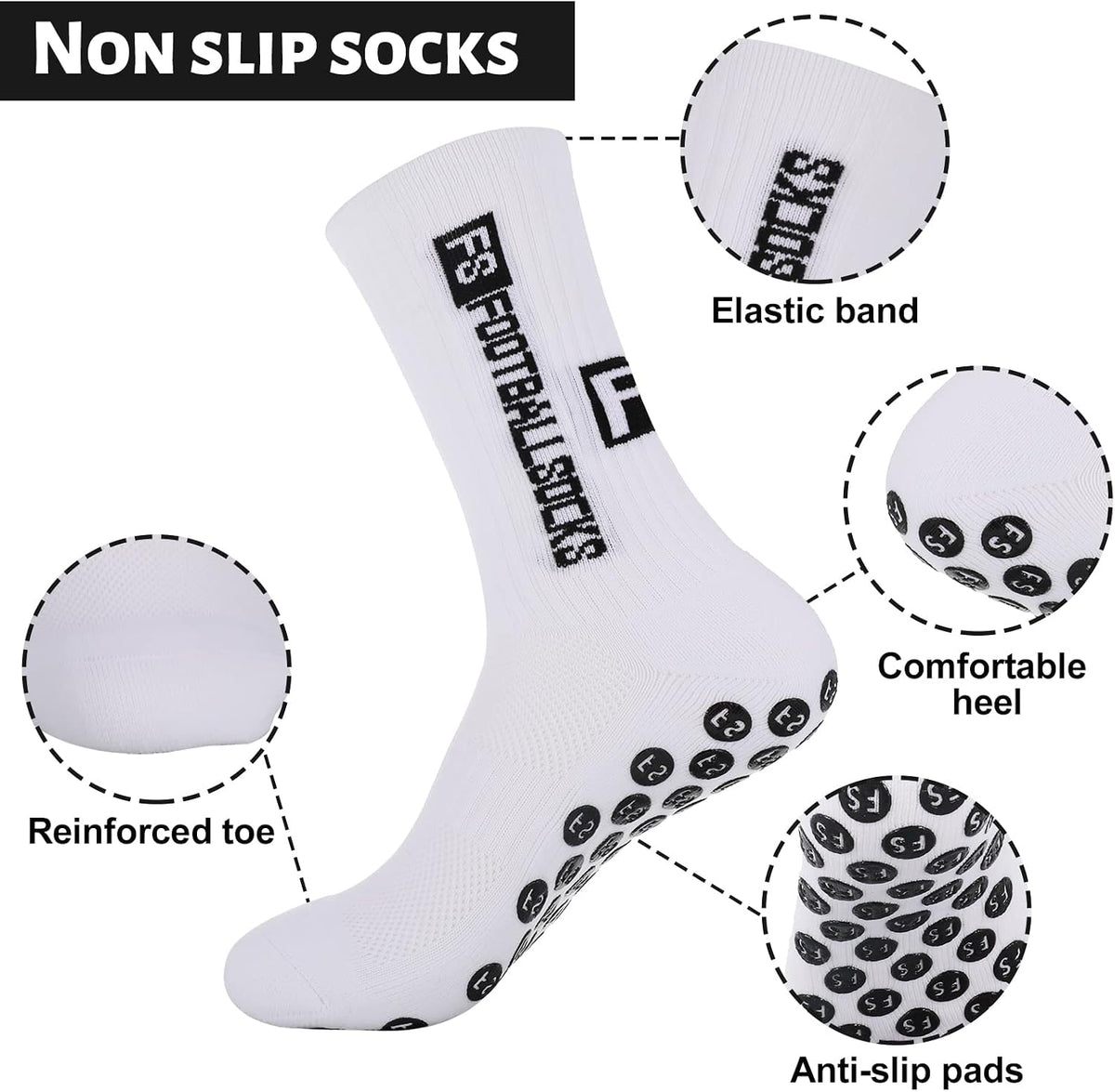 FANTESI 3 Paare Fußballsocken für Herren Damen,Sportsocken Fußball