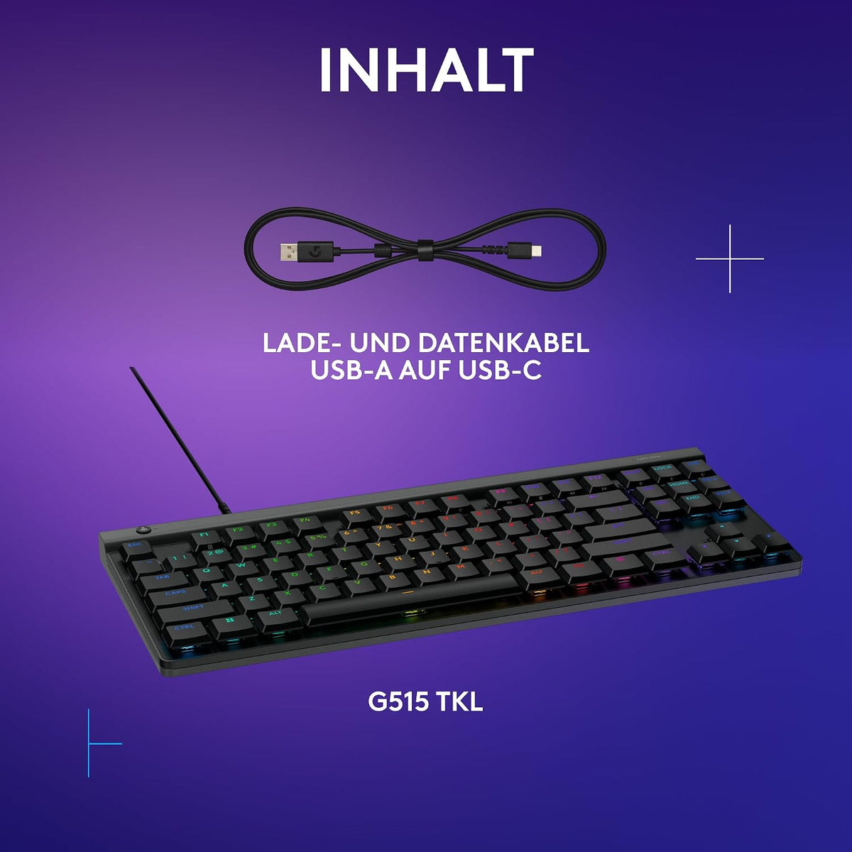 Logitech G G515 LIGHTSPEED TKL kabellose flache Gaming-Tastatur (Schwarz)