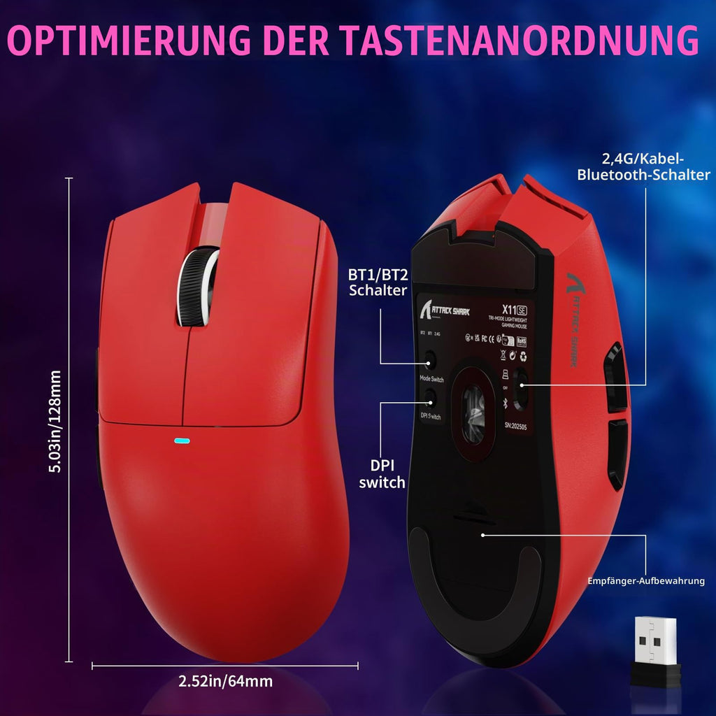 ATTACK SHARK X11SE Kabellose Gaming-Maus