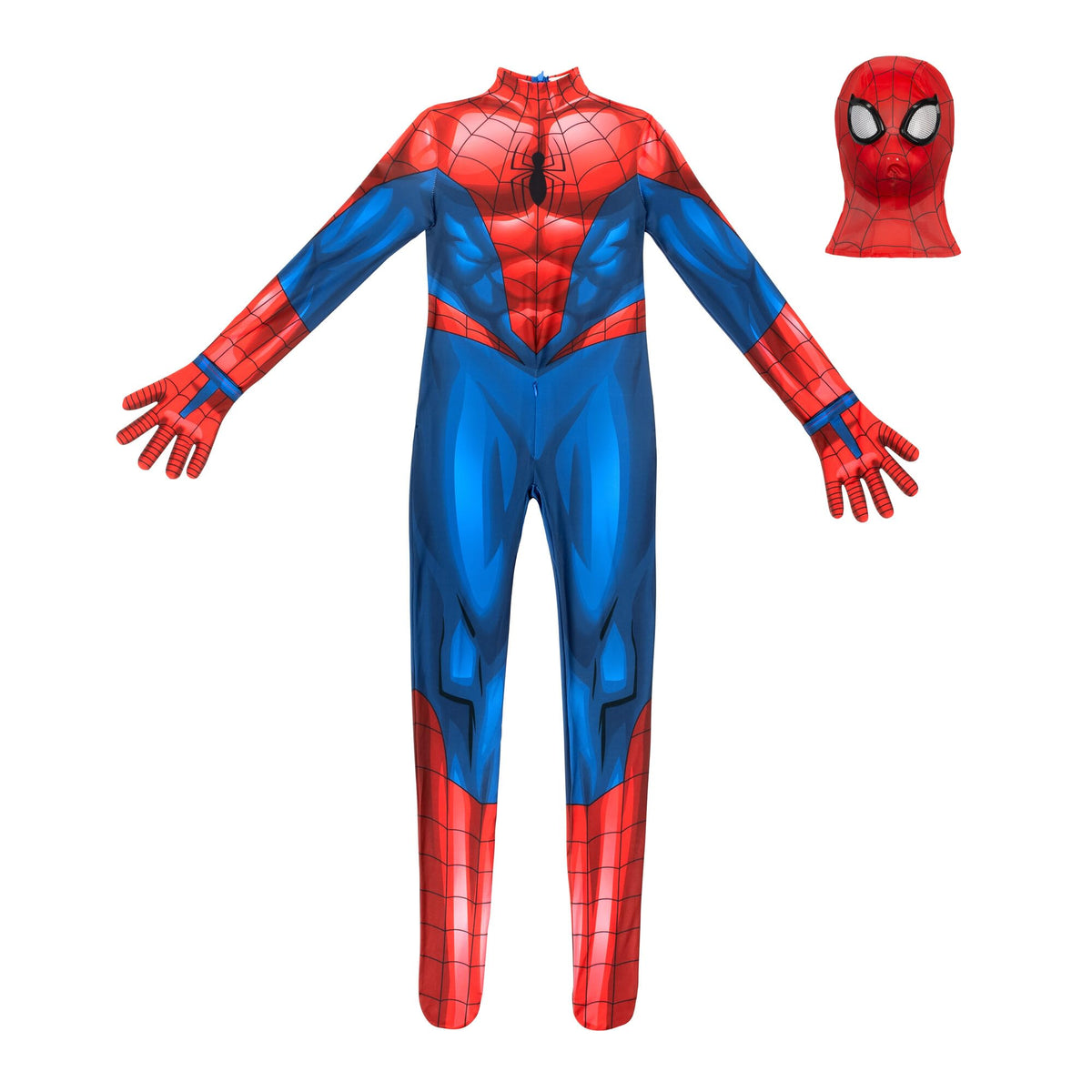 Marvel Spider-Man Official Youth Deluxe Zentai Costume - Deluxe Two-Way Stretch Spandex with Invisible Zippers and Wrist Openings for Added Convenience (S)