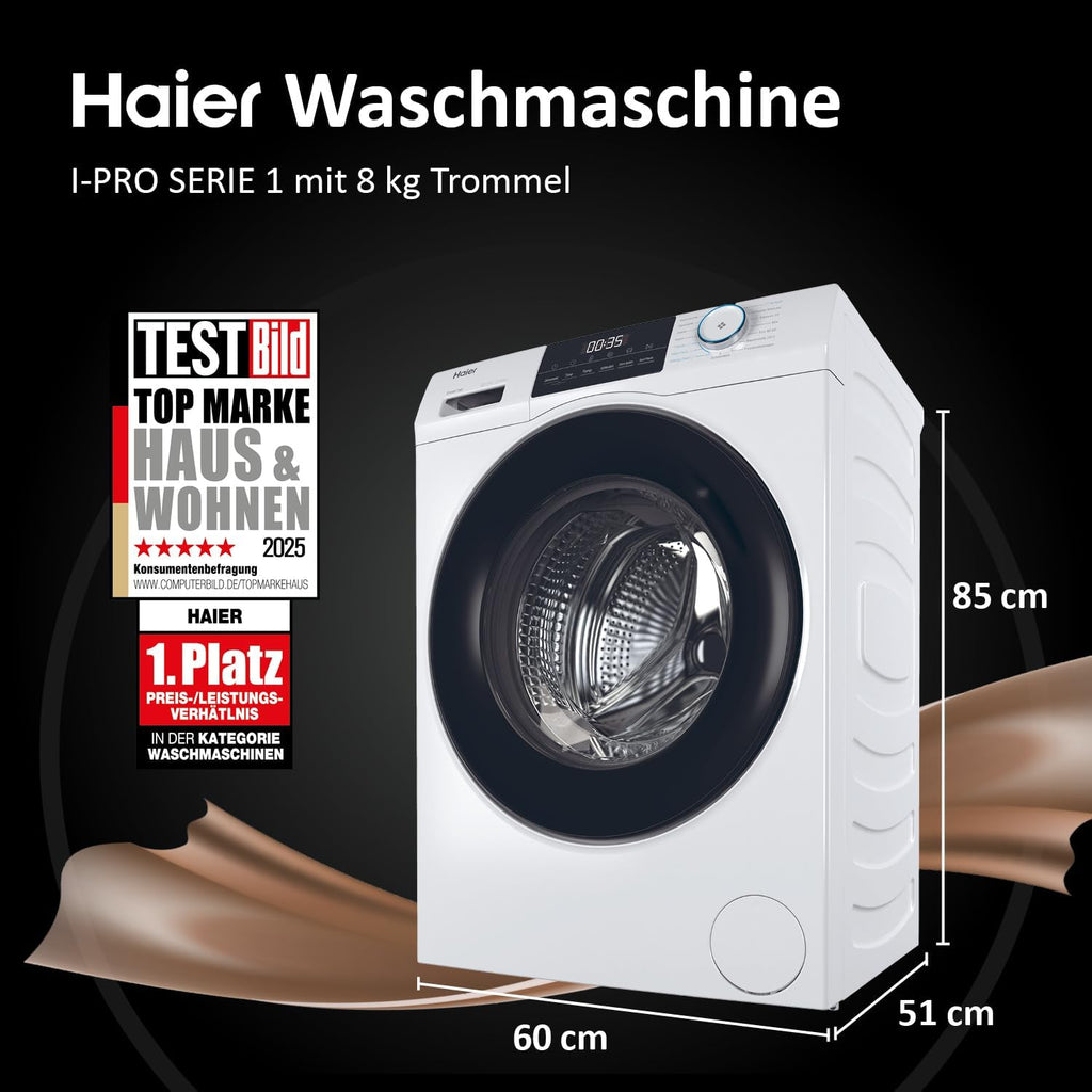 Haier Frontlader Waschmaschine 8kg I-PRO Serie 1 HW80-BP14929