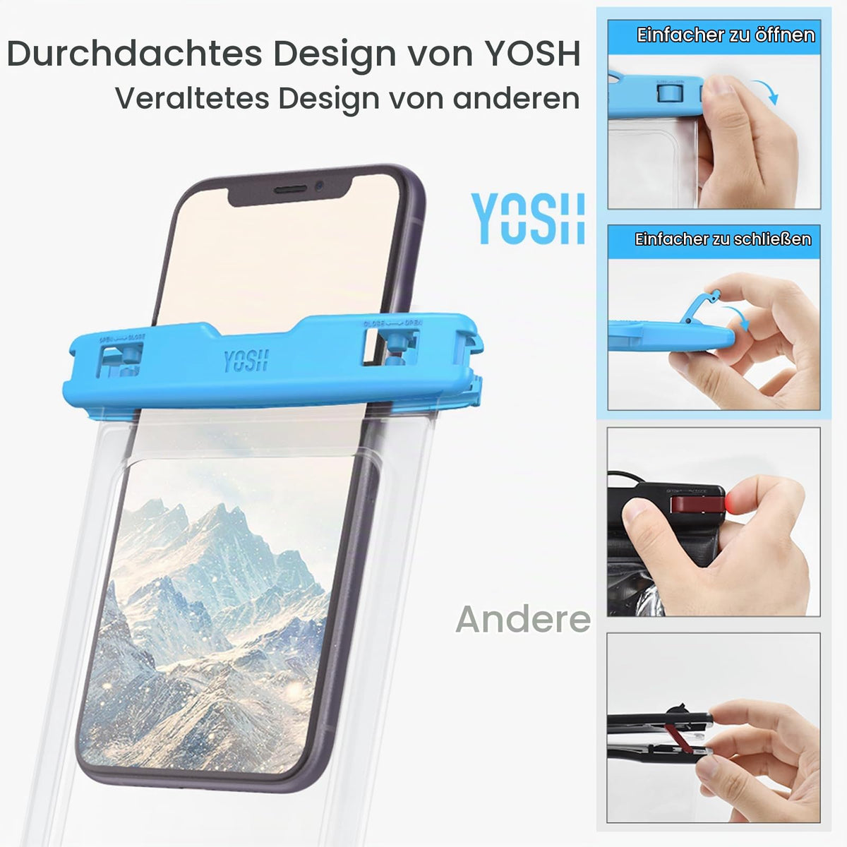 YOSH wasserdichte Handyhülle [Schwimmende & Nahtloser] 2 STK., bis zu 7,5"