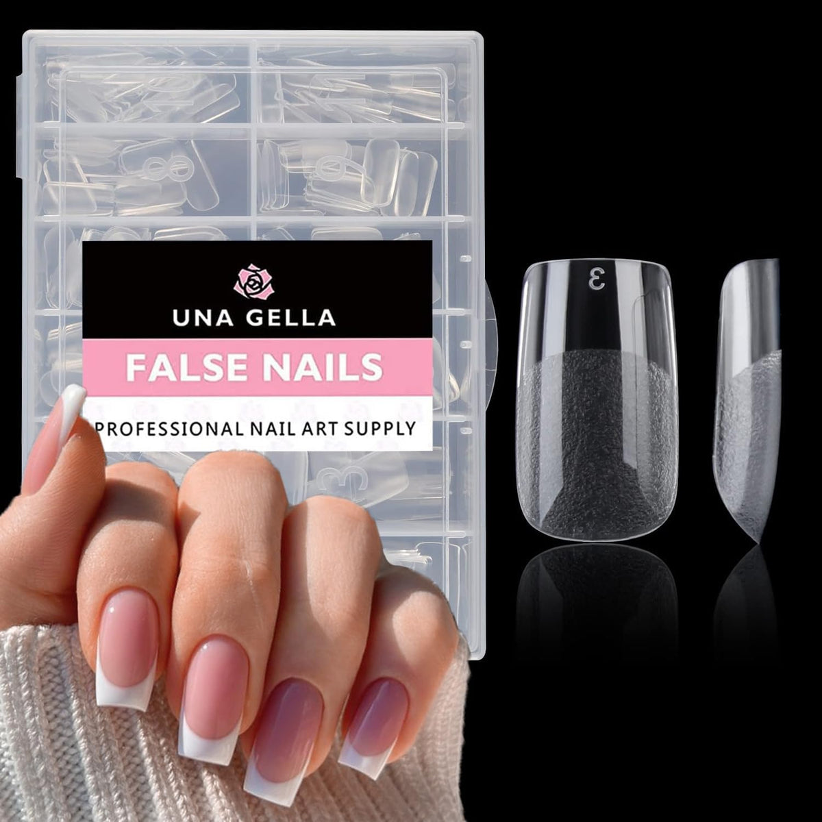 UNA GELLA Kurze Mandel Nail Tips 504 Stück