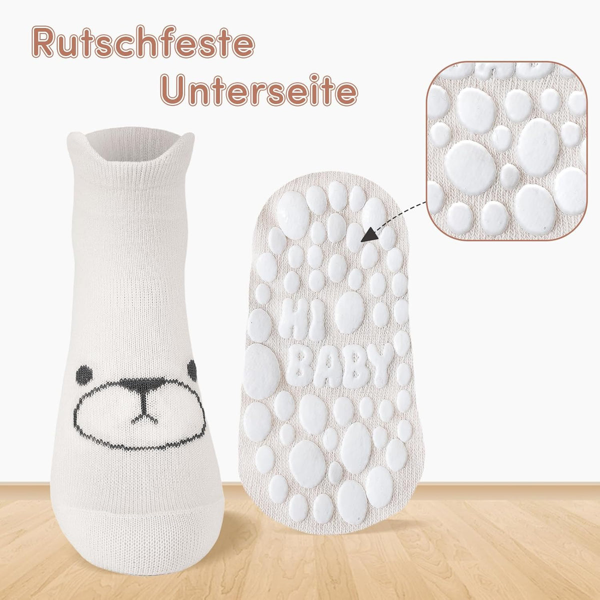 SockWaddles Chaussettes de bébé, 5 paires de chaussettes antidérapantes ABS respirantes pour enfants, chaussettes de bébé en coton, garçons et filles avec des animaux et des licornes