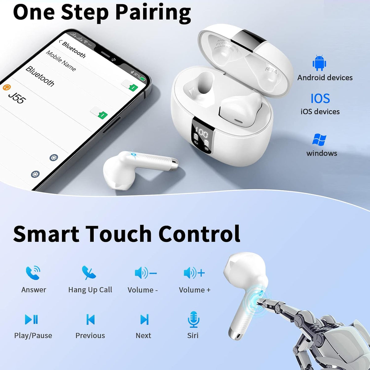 Drsaec Bluetooth Kopfhörer, In Ear Kopfhörer Kabellos Bluetooth 5.4