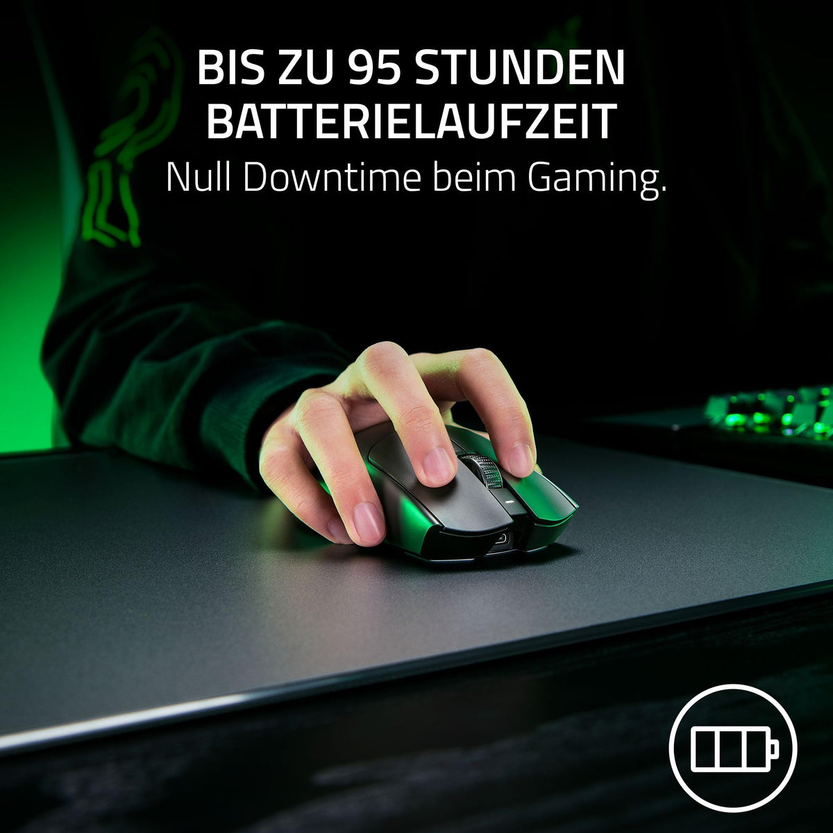 Razer Viper V3 HyperSpeed - Kabellose Esports Gaming-Maus - Focus Pro 30K DPI Sensor - bis zu 280 Std. Akku, Mechanische Maus-Switches 2th Generation - kabellose Abtastrate 4000Hz- PC/Mac | Schwarz