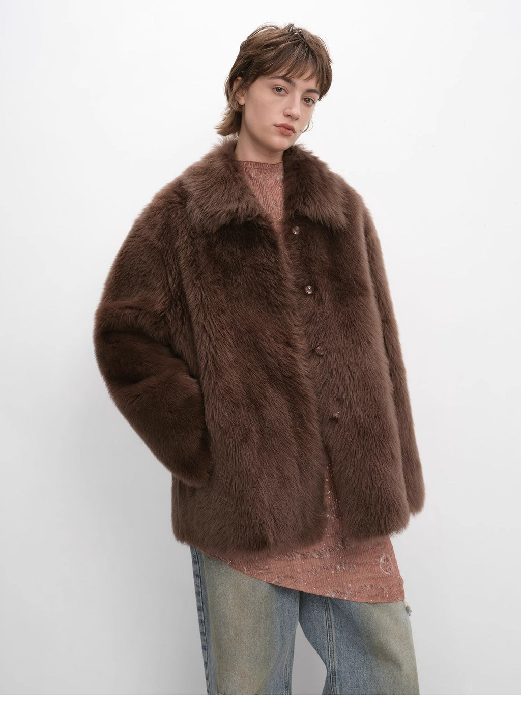 "Autumn Exclusive" Imported Tuscan Sheepskin Short Lapel Fur Coat