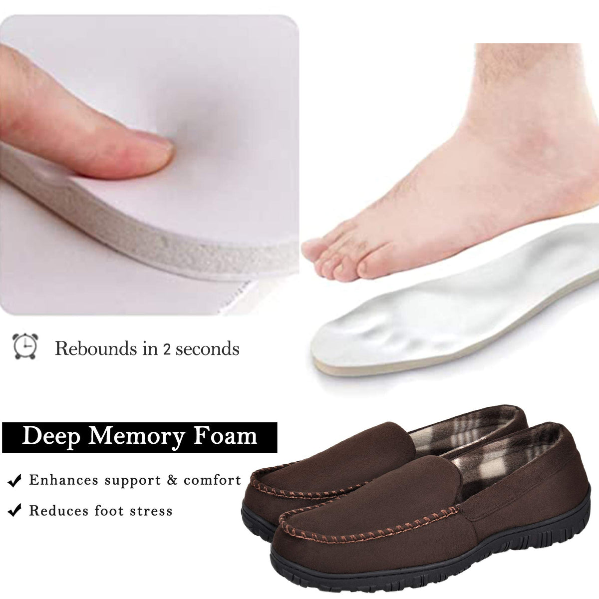MIXIN Men's Cozy Moccasin Slippers Anti-Skid Slip On House Slippers with Comfy Memory Foam
