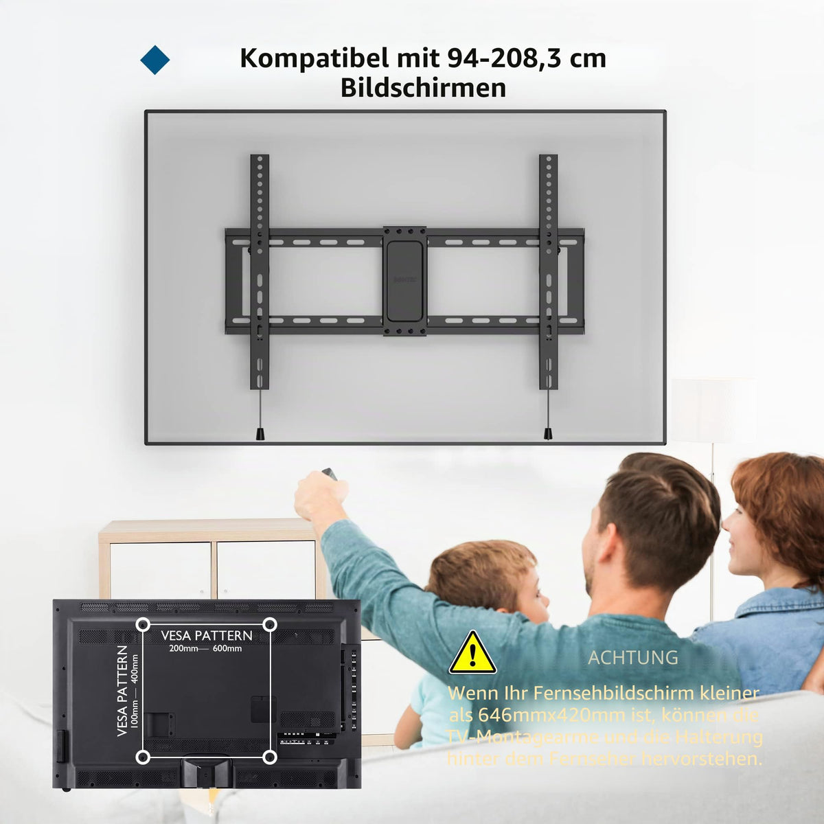 BONTEC TV Wandhalterung 23-70 Zoll Fernseher, vollbeweglich, bis zu 45 kg