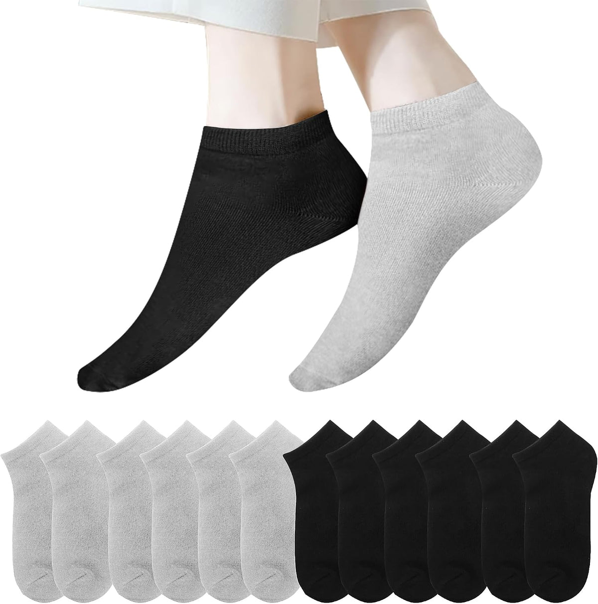Chaussettes Basses Homme Femme lot de 12 Paires Socquette Sport Coton Socquettes Respirant Courtes Chaussette Femme Coton Courtes Bassese