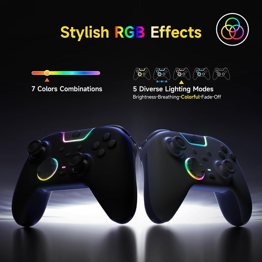 EasySMX X05PRO Wireless PC-Controller, Gaming-Controller mit leisen Tasten, 2-stufigen Triggern, Hall-Effekt-Joysticks, 2 programmierbaren Tasten, 1000 mAh Akku, kompatibel mit PC/Switch/Android/iOS – Schwarz