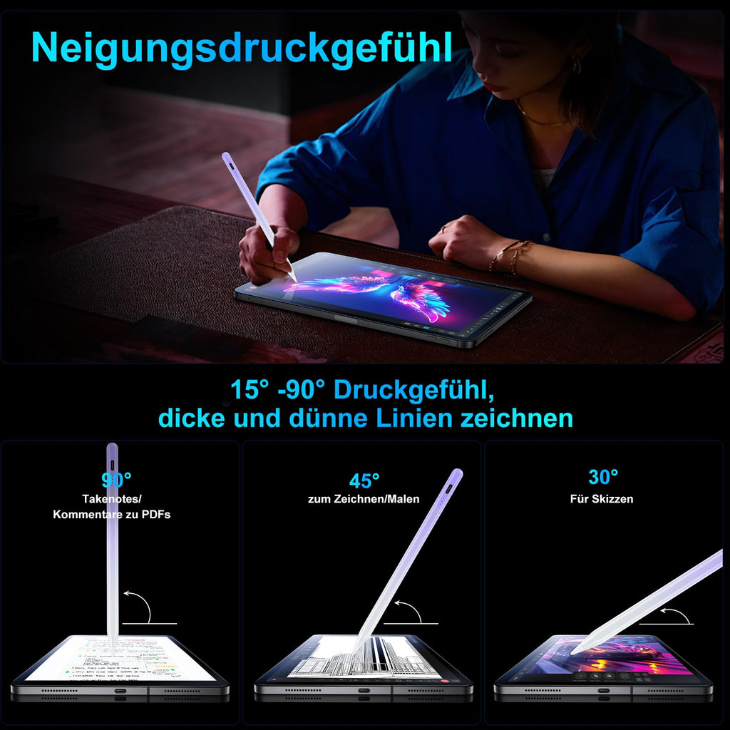 Stift für iPad, (2018-2025) Pencil 2nd Generation für Apple mit Schnellladeleistung Palm Rejection und Neigungssensitivität Stylus für i Pad 6-10, i Pad Pro 13''/12,9''/11'', Mini 6/5, Air 5/4/3