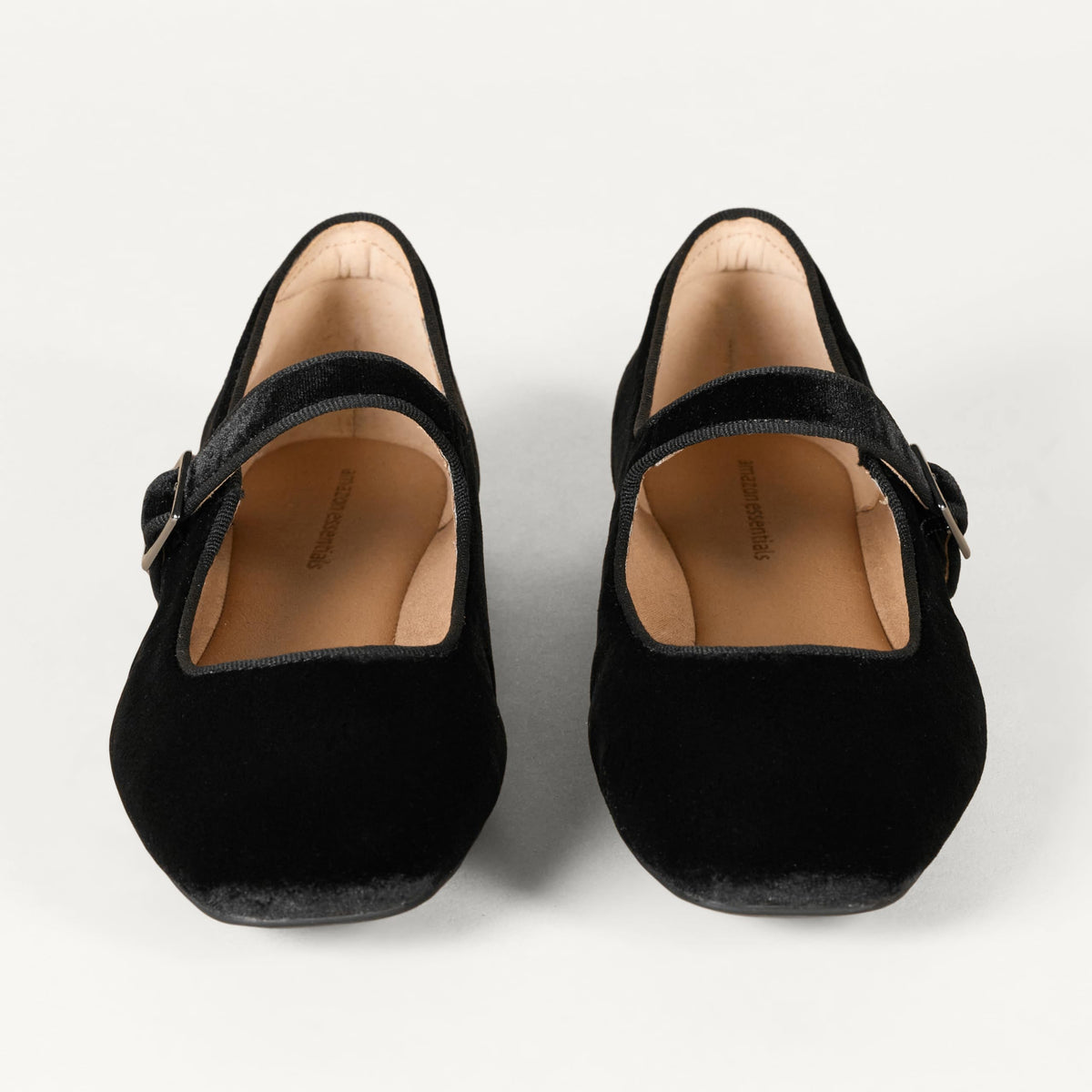 Amazon Essentials Women's Square-Toe Mary Jane Ballet Flat with Adjustable Metal Buckle Strap, Non-Slip Low Heel, Cushioned