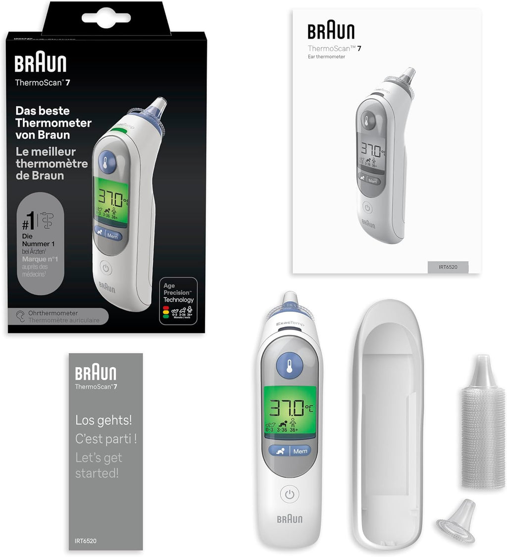 Braun ThermoScan 7 Ohrthermometer BRAIRT6520 | Age Precision Technologie | Farbcodiertes Digitaldisplay | Baby- und kleinkindfreundlich | Die #1 Marke bei Ärzten(1)