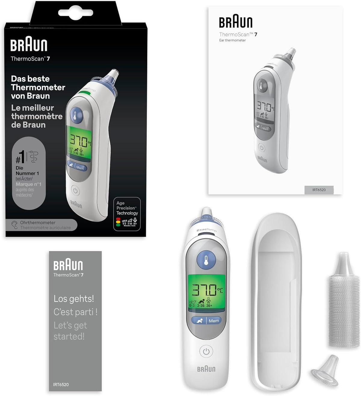 Braun ThermoScan 7 Ohrthermometer BRAIRT6520 | Age Precision Technologie | Farbcodiertes Digitaldisplay | Baby- und kleinkindfreundlich | Die #1 Marke bei Ärzten(1)