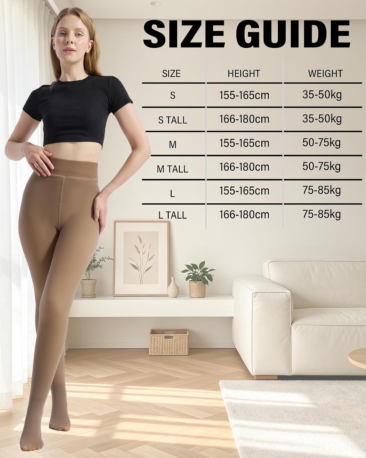 HOWIN Collant Polaire Femme Collant Thermique Effet Transparent Hiver