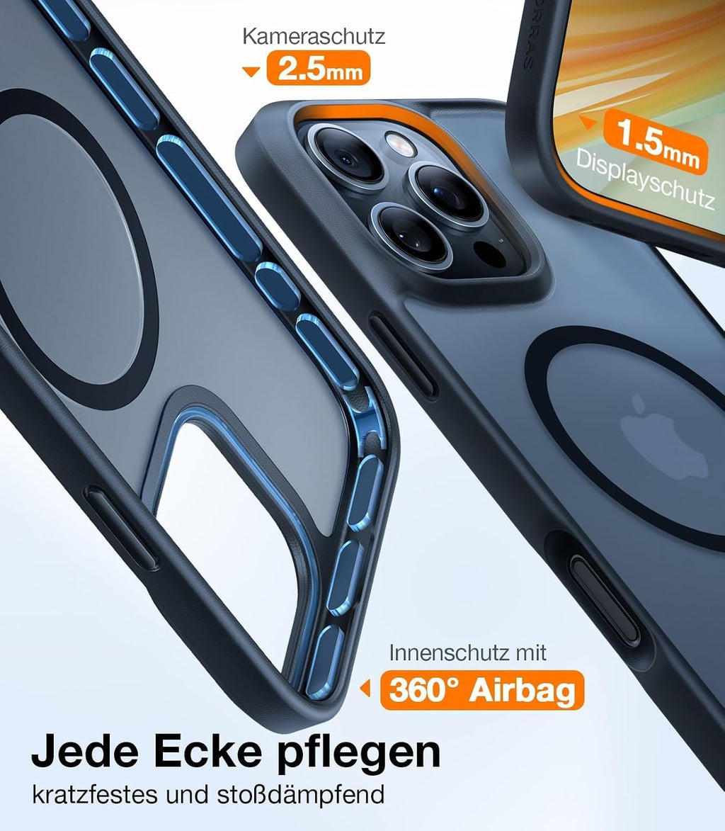TORRAS Ostand L1 Hülle für iPhone 16 Pro für MagSafe Case, Schwarz