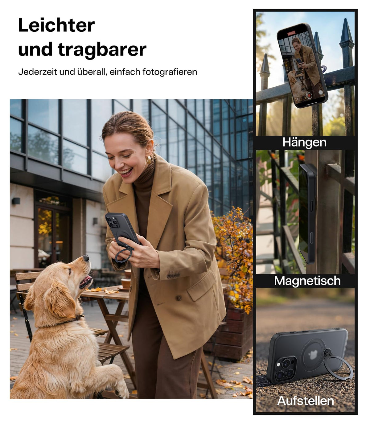TORRAS Ostand Q3 Spin für iPhone 18 Pro Hülle für MagSafe 360°Stand Schwarz